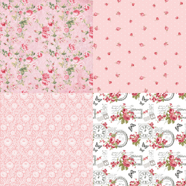 Panalisacraft 24 sheets 6X6 Pink Flower Floral Scrapbook paper  Scrapbooking patterned paper pack DIY craft